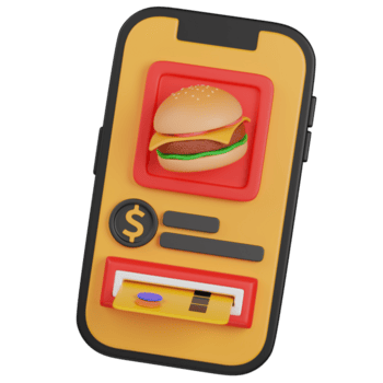 3d render Móvel Comida ordem Forma de pagamento aplicativo png
