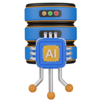 3d render AI Server System - Artificial Intelligence and Data Processing icon png