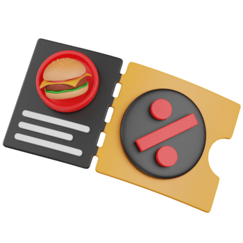 3d render hamburguer cupom com desconto ícone png