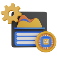 3d render AI and data analysis for business optimization icon png