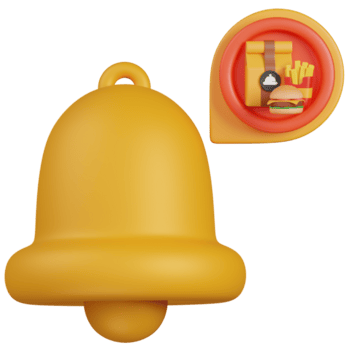 3d render Comida Entrega notificação Sino ícone png