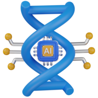 3d render AI and DNA The Future of Genetics and Artificial Intelligence icon png