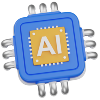 3d render AI Chip The Future of Artificial Intelligence icon png