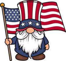 Gnome with the US flag for Fourth of July celebration illustration vector