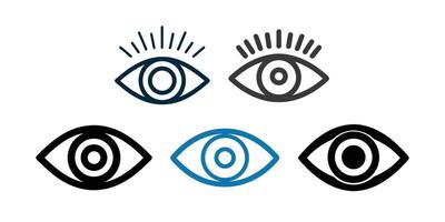 Set of Eye Icons for Vision, Observation, or Surveillance Concepts vector