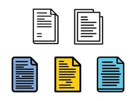 Set of Document Icons for Files, Text, or Information Management vector