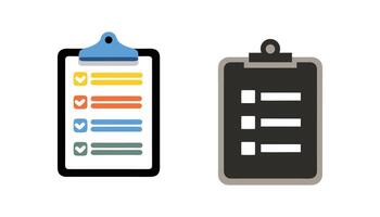 Clipboard Icons with Checklist for Tasks, Surveys, or To-Do Lists vector