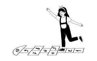 Child enjoying hopscotch on a playground during sunny afternoon vector