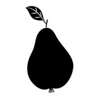 Silhouette of a pear with a leaf on top against a plain background vector