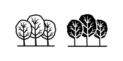 Forest or Tree icon set. for mobile concept and web design on white background vector