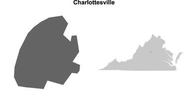 Charlottesville County, Virginia blank outline map set vector