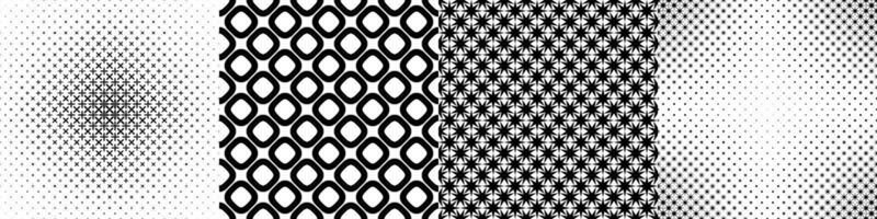 Monochrome geometrical pattern collection with stars and squares vector