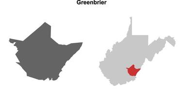 Greenbrier County, West Virginia blank outline map set vector