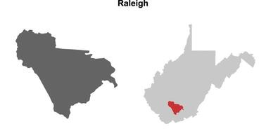 Raleigh County, West Virginia blank outline map set vector