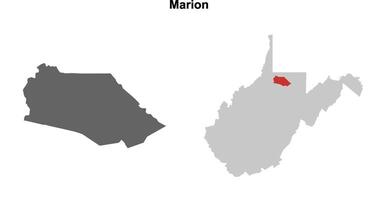 Marion County, West Virginia blank outline map set vector