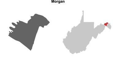 Morgan County, West Virginia blank outline map set vector