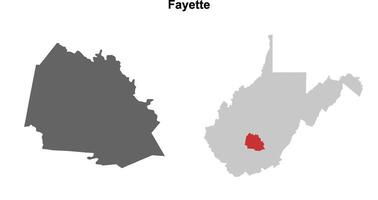 Fayette County, West Virginia blank outline map set vector