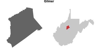 Gilmer County, West Virginia blank outline map set vector