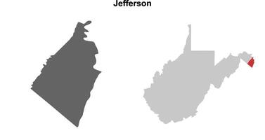 Jefferson County, West Virginia blank outline map set vector