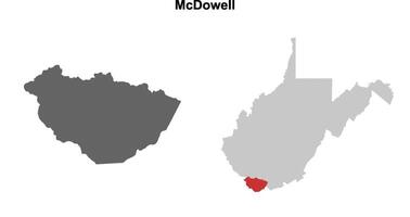McDowell County, West Virginia blank outline map set vector