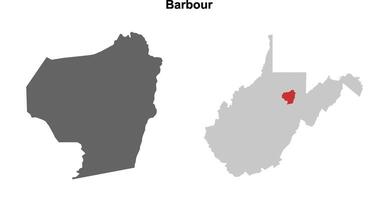 Barbour County, West Virginia blank outline map set vector