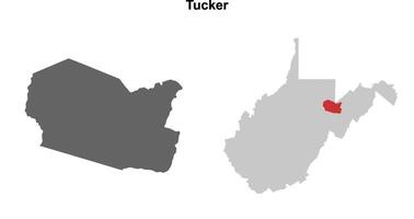 Tucker County, West Virginia blank outline map set vector
