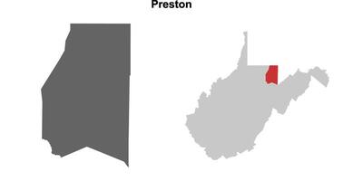 Preston County, West Virginia blank outline map set vector