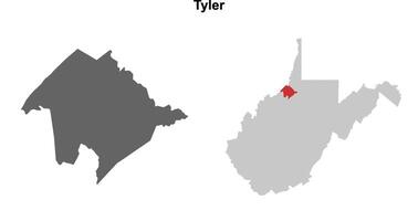 Tyler County, West Virginia blank outline map set vector