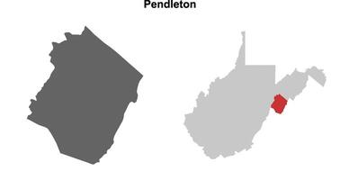 Pendleton County, West Virginia blank outline map set vector