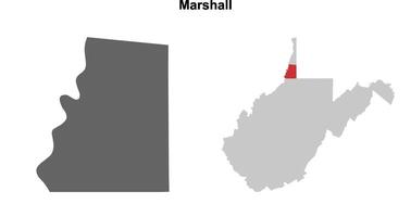 Marshall County, West Virginia blank outline map set vector