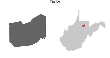 Taylor County, West Virginia blank outline map set vector