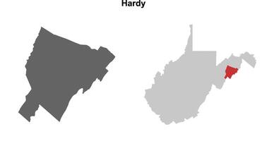Hardy County, West Virginia blank outline map set vector