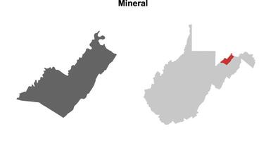 Mineral County, West Virginia blank outline map set vector