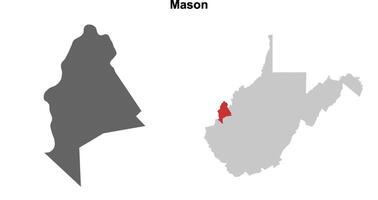 Mason County, West Virginia blank outline map set vector