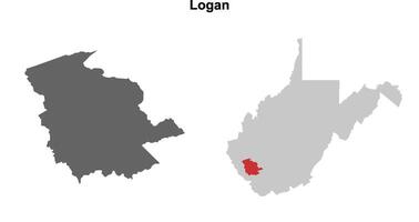 Logan County, West Virginia blank outline map set vector