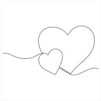 Two hearts in a continuous line drawing illustration. vector