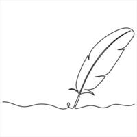 Continuous one line feather single line art vector