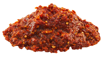 thai dried chili paste thick and spicy chili oil sauce texture close up traditional asian condiment on isolated background for food packaging and cooking design png
