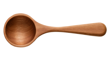 wooden measuring spoon with smooth round bowl and flat handle in top view on isolated background png