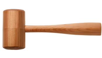 simple cylindrical wooden mallet for woodworking and crafting projects on isolated background png