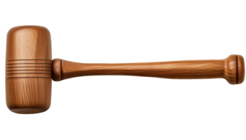 handcrafted wooden mallet side view, traditional woodworker's tool with smooth handle and fine wood grain texture on isolated background png