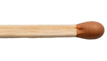 close-up of a wooden matchstick with red tip on isolated background for firestarter or survival themes png
