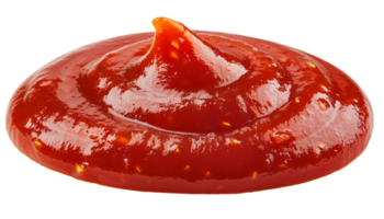 detailed close up view of red swirl sriracha chili sauce drop with glossy texture and spicy seeds on isolated background perfect for food packaging and culinary design png