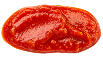 detallado cerca arriba ver de suave rojo Sriracha chile salsa frotis con picante textura y semillas en aislado antecedentes Perfecto para comida etiqueta diseño y culinario presentación png