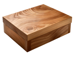 closed wooden gift box angled view, handcrafted rectangular storage container with smooth natural grain texture on isolated background png
