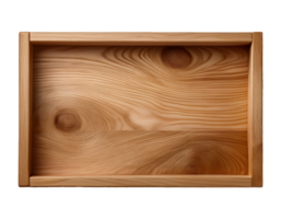 wooden gift box top view, empty rectangular container with natural grain texture and clean handcrafted design on isolated background png