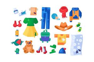 Flat Worn Holey Unwanted Textile Objects Collection vector