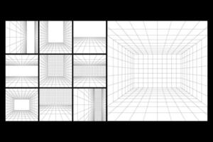 Grid Structure Of Empty Room Set vector
