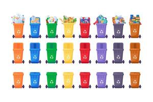 Flat Sorting Waste Recycling Bins Collection vector