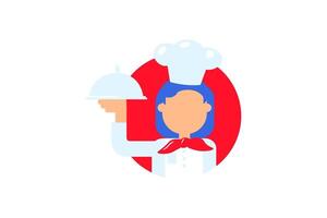 A french chef in a cap with a traditional dish in a flat style vector